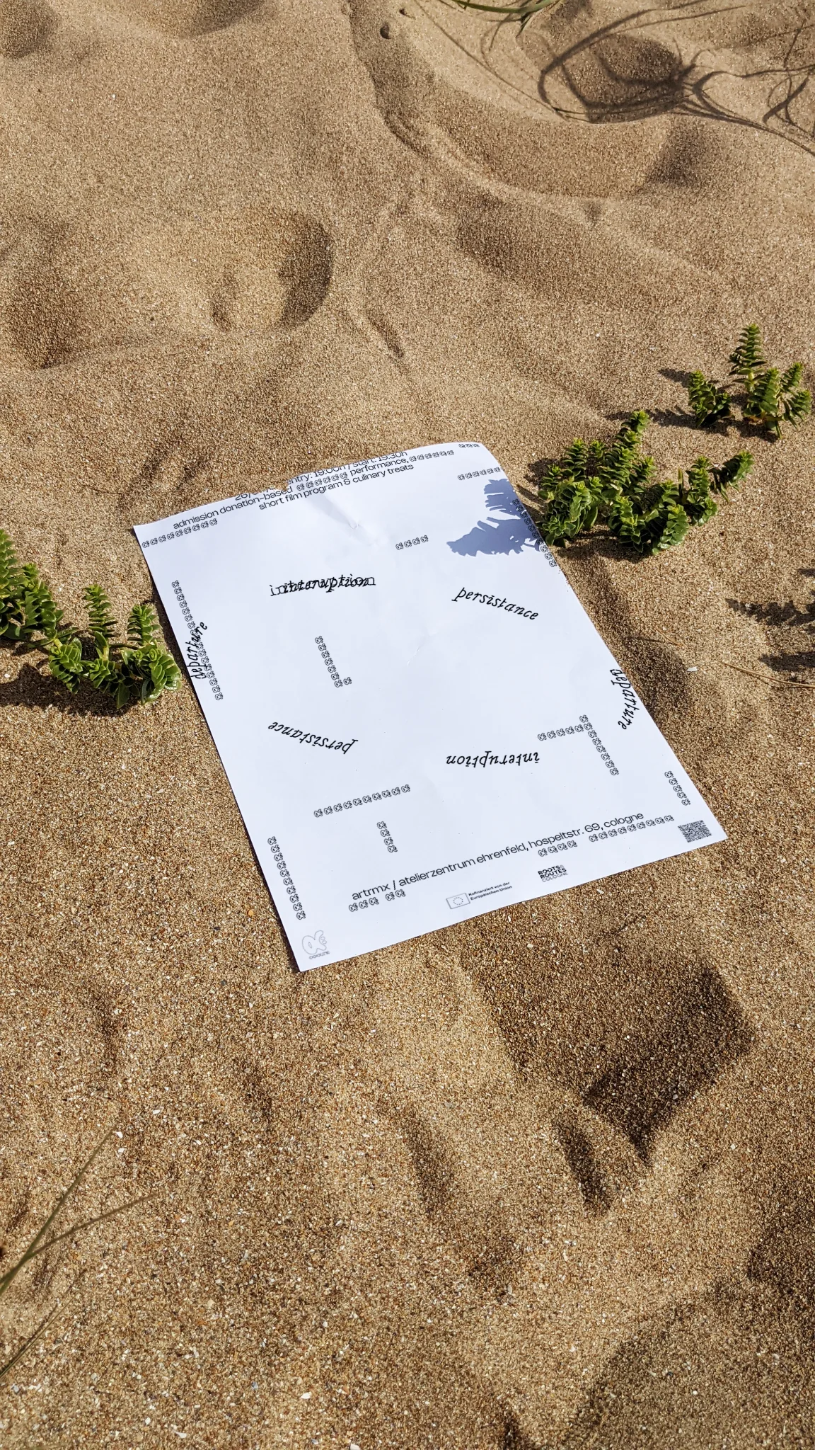 oc:cura poster mockup in sand